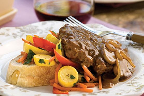 Hamburger Steak With Sweet Onion-Mushroom Gravy