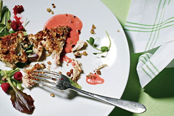 Hazelnut-Crusted Chicken with Raspberry Sauce