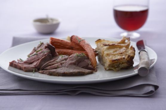 Herb-Roasted Leg of Lamb with Vegetables and Jus