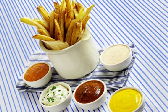 Homemade French Fries with Five Dipping Sauces