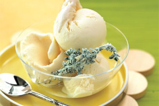 Honey and Thyme Ice Cream with Candied Thyme