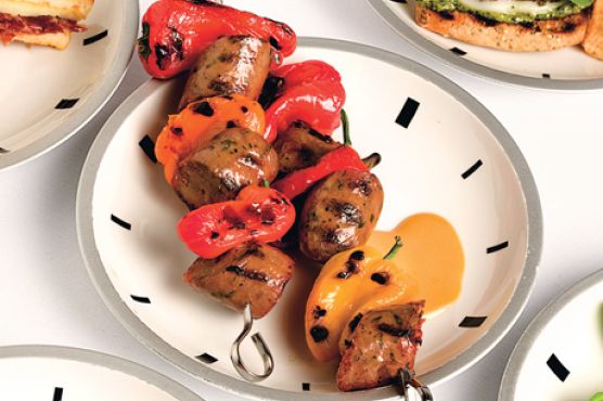 Honey-Mustard Chicken-Sausage Kebabs