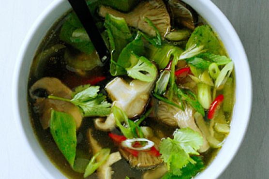Hot-and-Sour Mushroom Soup with Bok Choy
