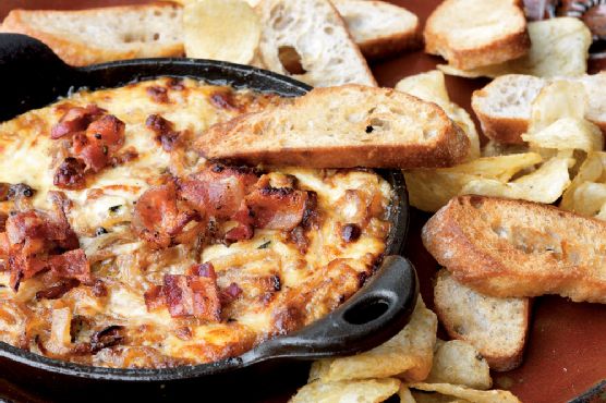 Hot Caramelized Onion Dip with Bacon and Gruyère