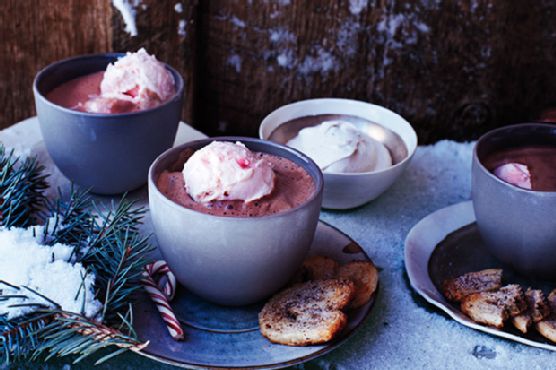 Hot-Cocoa Affogato with Peppermint Ice Cream