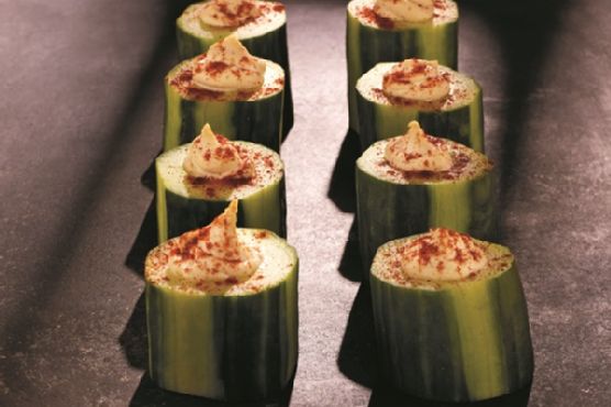 Hummus-Filled Cucumber Cups