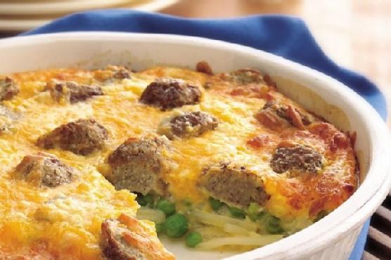 Impossibly Easy Cheesy Meatball Pie