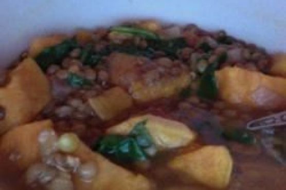 Indian Sweet Potato and Lentil Soup