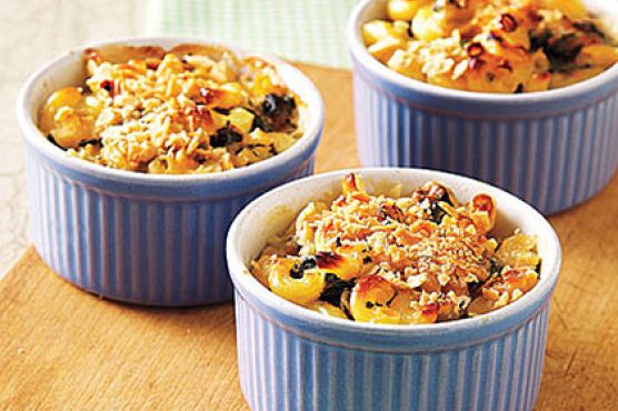 Individual Spinach Mac and Cheese Gratins