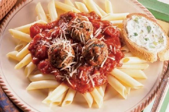 Italian Turkey Meatballs With Mostaccioli