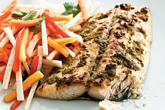 Jerk Mackerel with Papaya Salad