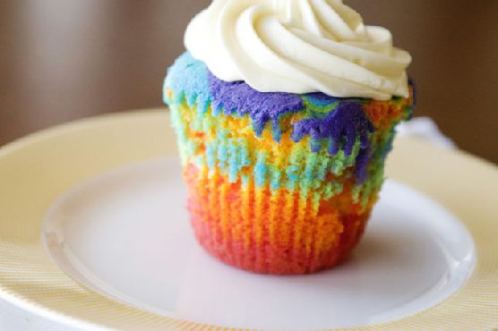 Jumbo Rainbow Cupcakes
