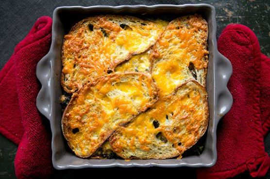 Kale, Mushroom, and Cheddar Bake