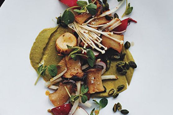 King Oyster Mushrooms with Pistachio Purée