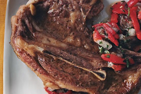 Lamb Chops with Roasted-Eggplant Relish