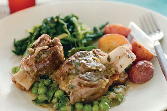 Lamb Stew with Green Chiles, Cilantro, and Peas
