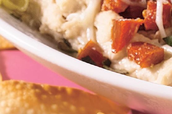 Layered Italian Dip with Crisp Wontons