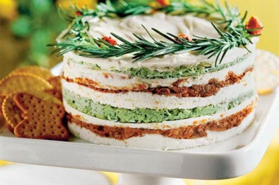 Layered Sun-dried-Tomato-and-Basil Spread
