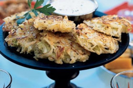 Leek and Potato Fritters with Lemon-Cumin Yogurt
