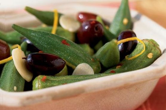 Lemon-Macerated Okra and Olives