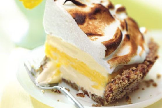Lemon Meringue Ice Cream Pie in Toasted Pecan Crust