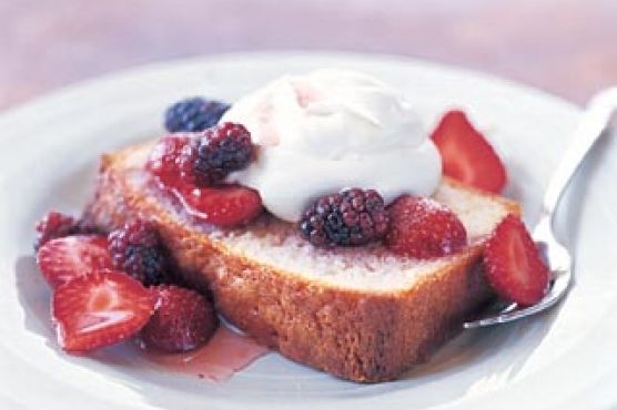 Lemon Pound Cake with Berries and Whipped Cream