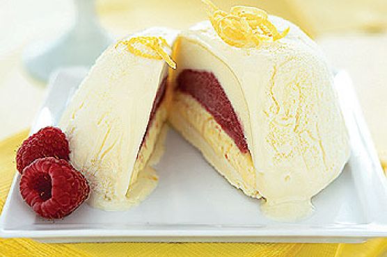 Lemon-Raspberry Ice Cream Bombes
