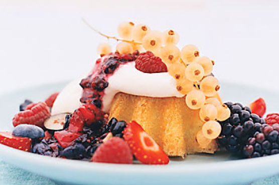 Lemon Sun Cakes with Berries and Cream