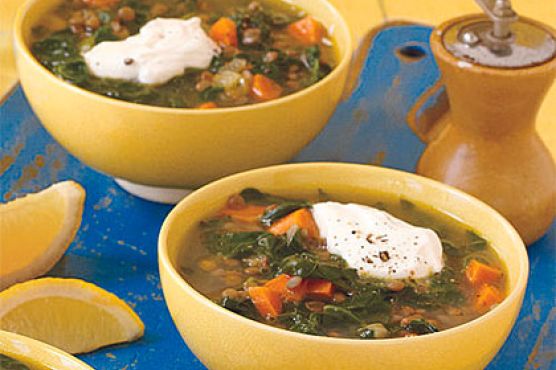 Lemony Lentil Soup with Spinach