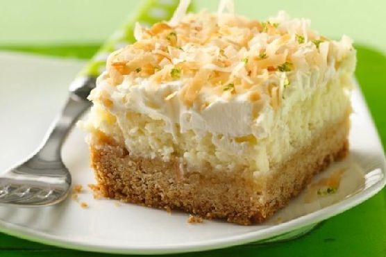 Lime in the Coconut" Frosted Cheesecake Bars