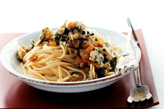 Linguine with Tuna, Capers, and Raisins