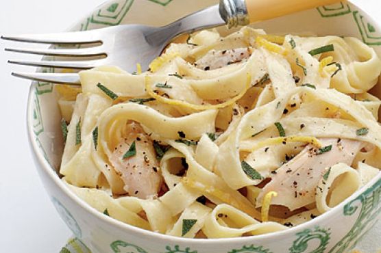Linguine with Turkey, Basil, and Crème Fraîche
