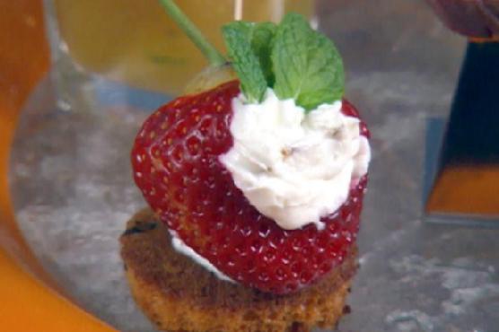 Long Stem Strawberry Stuffed with Purple Haze Goat Cheese