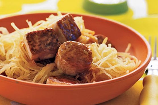 Maple-Glazed Tofu with Spaghetti Squash