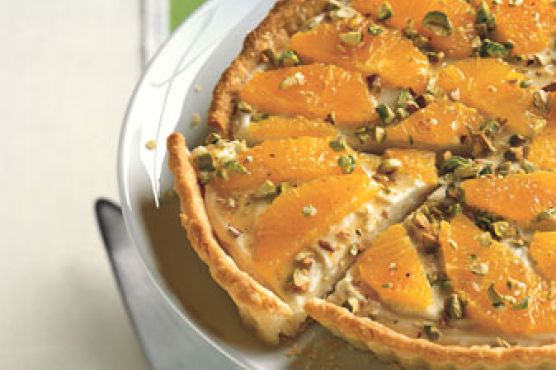 Mascarpone Tart with Honey, Oranges, and Pistachios