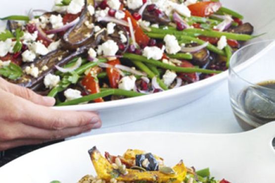 Mediterranean feta salad with pomegranate dressing