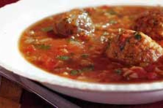 Mexican Meatball Soup with Rice and Cilantro