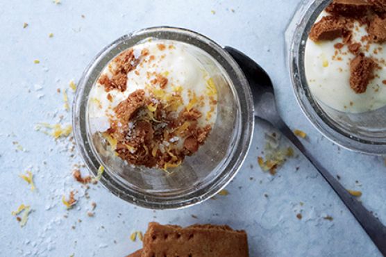 Meyer Lemon Cream with Graham Crackers and Sea Salt