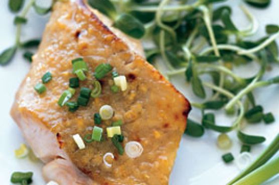 Miso-Glazed Black Cod on Sunflower Sprouts