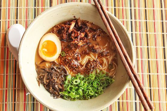Miso Ramen With Crispy Pork and Burnt Garlic-Sesame Oil
