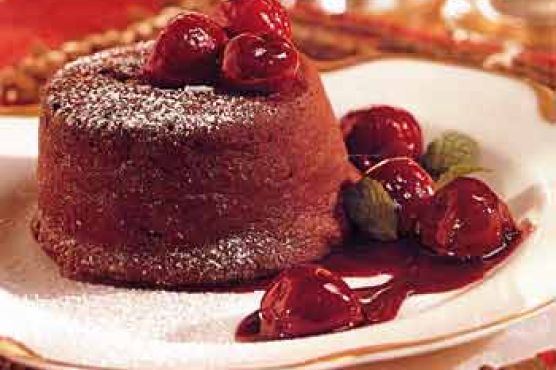 Molten Chocolate Cakes with Cherries
