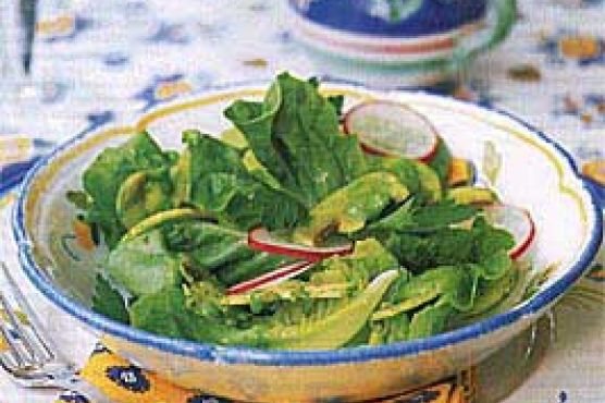 Mushroom, Radish, and Bibb Lettuce Salad with Avocado Dressing