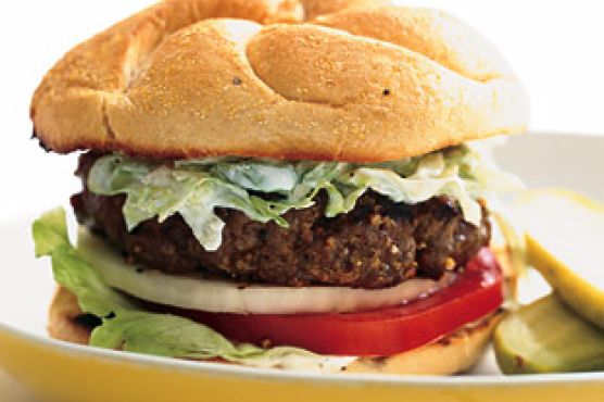 Mustard-Seed-Crusted Burgers with Horseradish Slaw