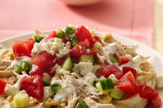 Open-Face Chicken Pitas