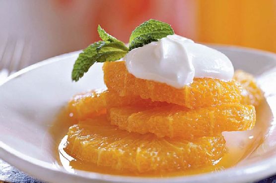 Oranges with Caramel and Cardamom Syrup