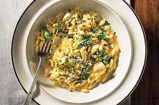 Orzotto with Green and White Asparagus
