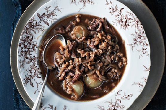 Oxtail Soup with Onions and Barley