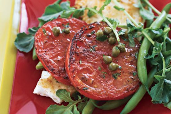 Pan-Grilled Tomato and Feta Salad with Lemon-Caper Dressing