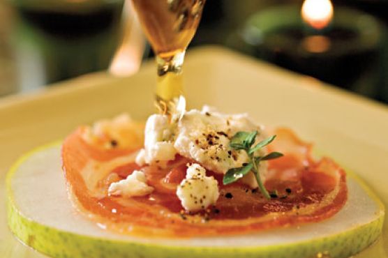 Pancetta Crisps With Goat Cheese and Pear