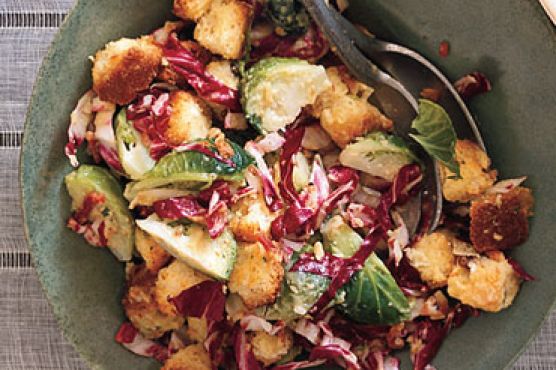 Panettone Panzanella with Pancetta and Brussels Sprouts